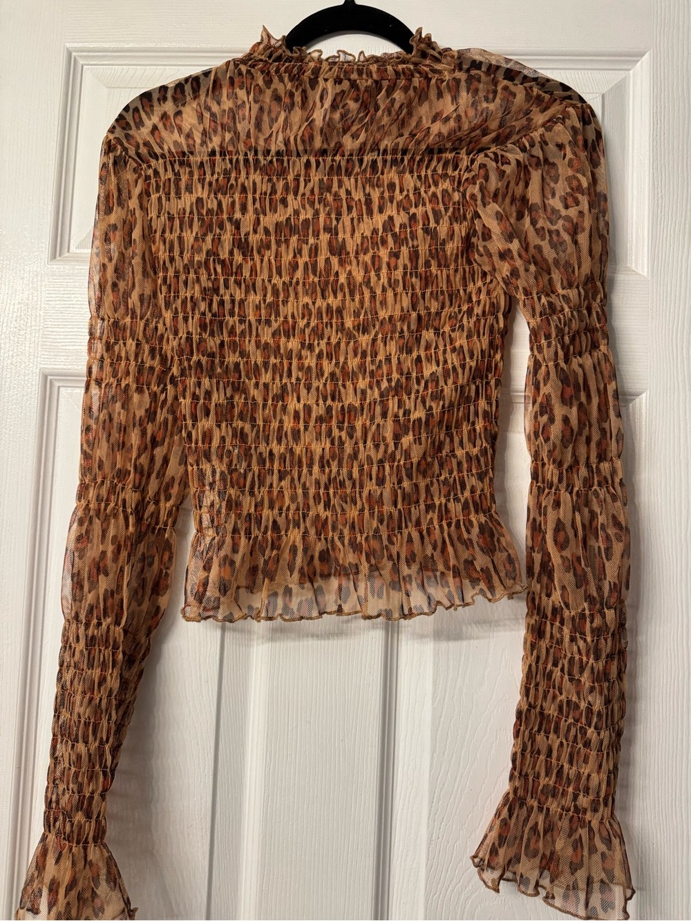 Free people Leopard Print Smocked Long-Sleeve Top - Brown